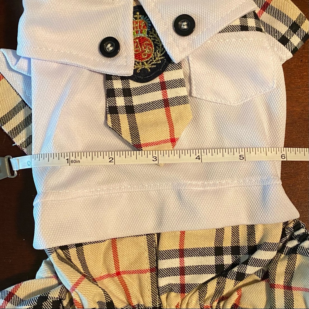Preppy Dog Outfit w/Tie Plaid Design Size Small - Picture 3 of 4